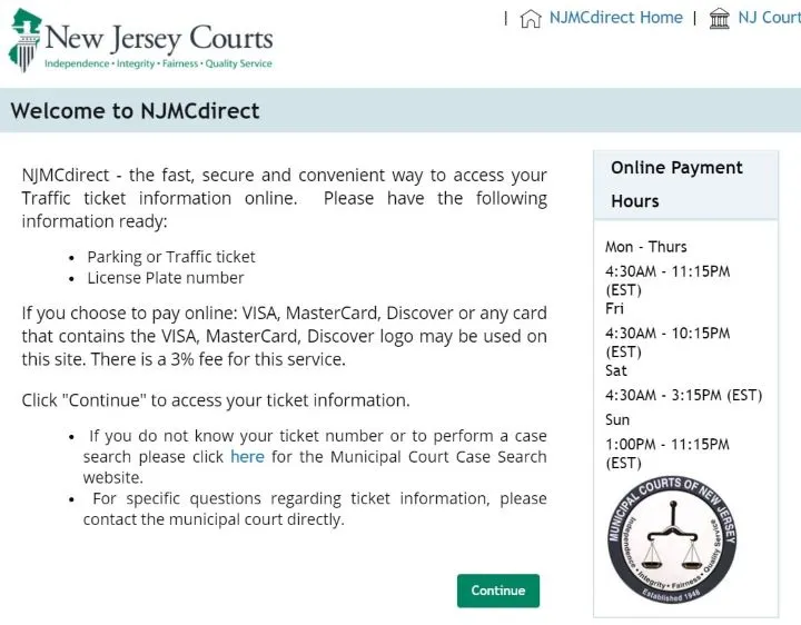 NJMCDirect traffic ticket payment online