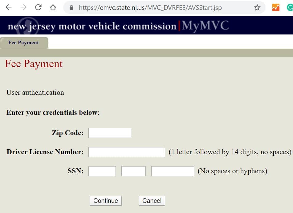 Pay NJ License restoration fee Online
